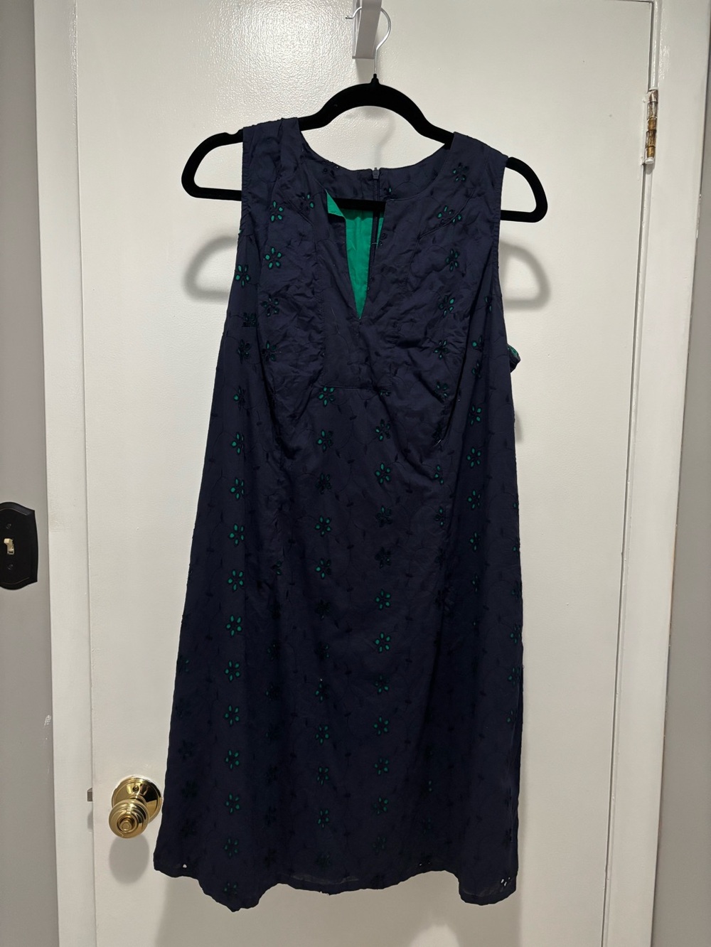 Merona Navy Sleeveless Eyelet Midi Dress with Teal Underlay Size 16W